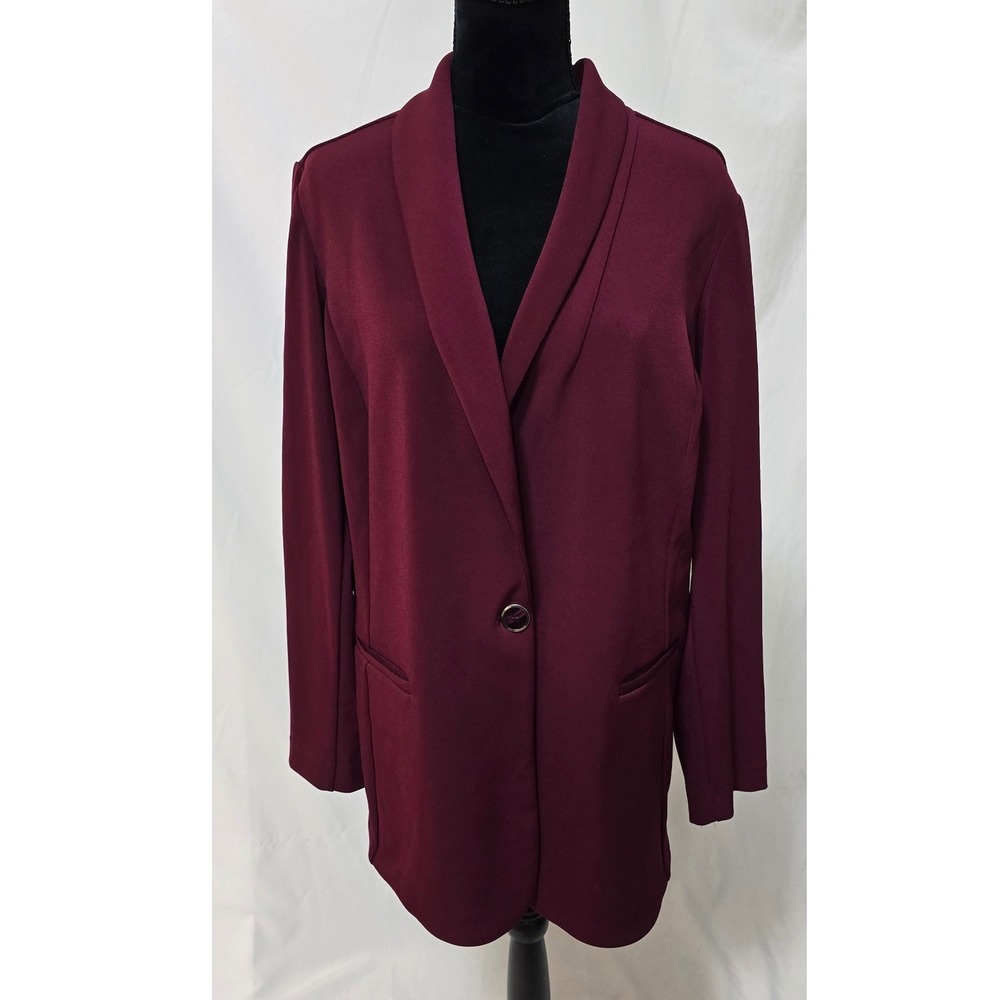 Susan Graver suit jacket blazer women 1X burgundy merlot professional career